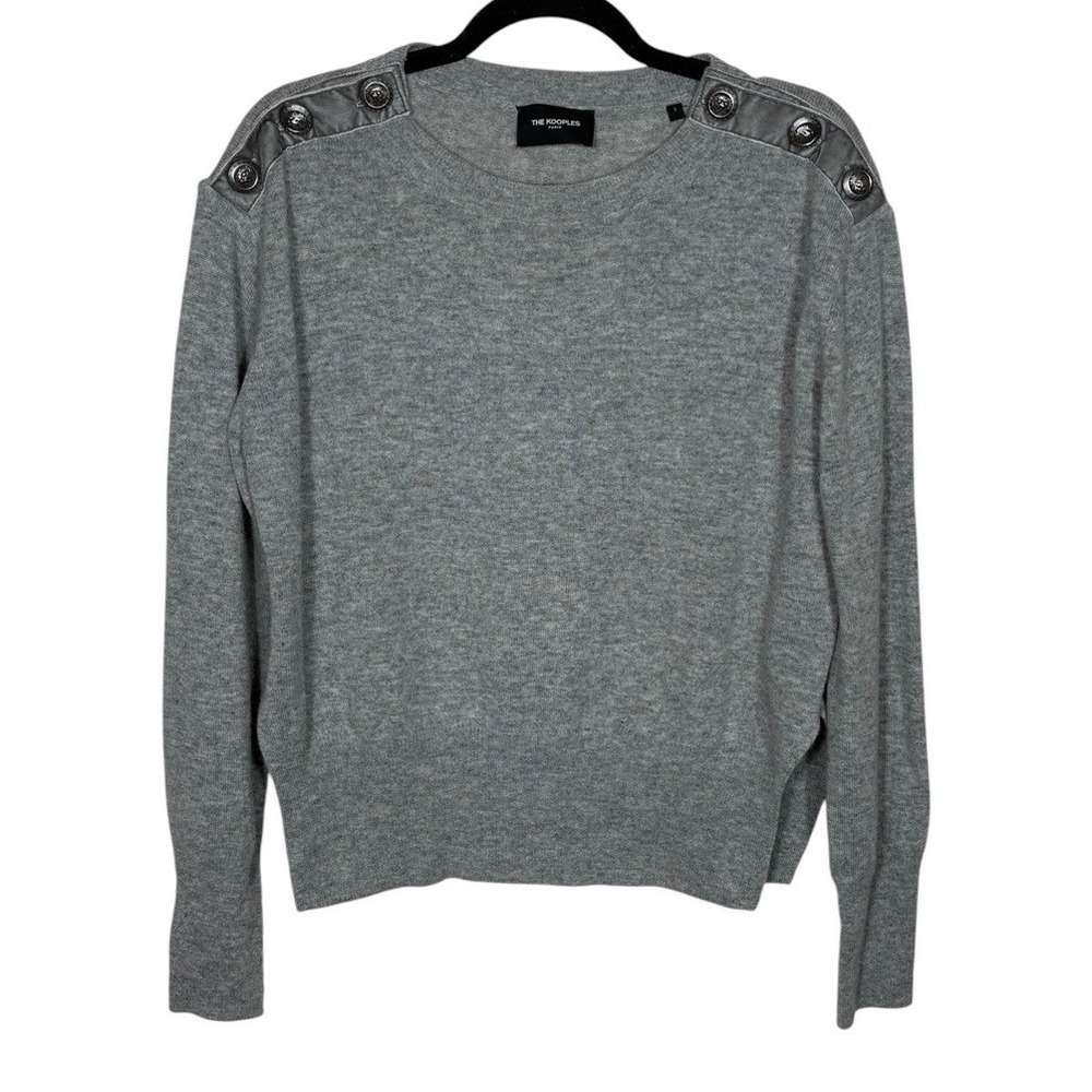 The Kooples Paris Gray Wool Blend Sweater Lion Buttons Women's Size 1 (US Small)